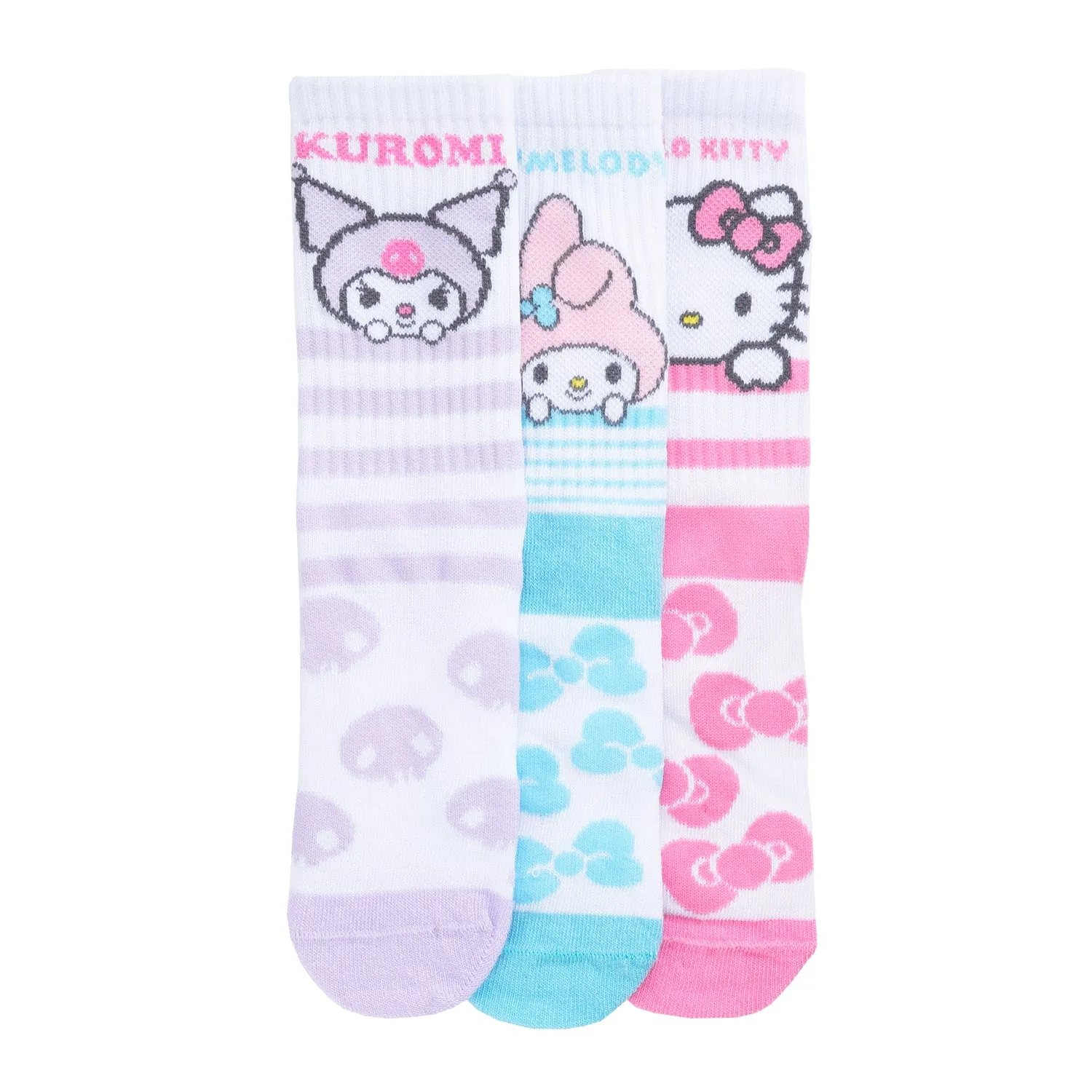 3 Pack Kids Hello Kitty & Friends Ribbed Crew