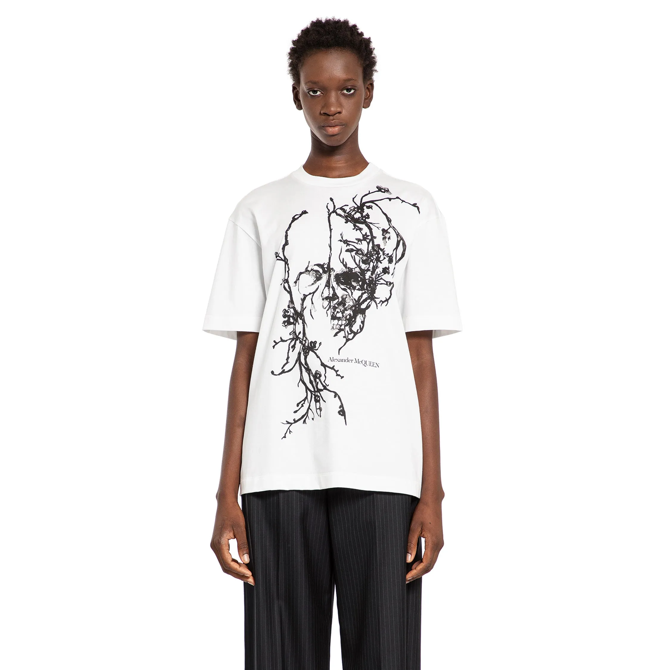 ALEXANDER MCQUEEN WOMAN WHITE T-SHIRTS & TANK TOPS