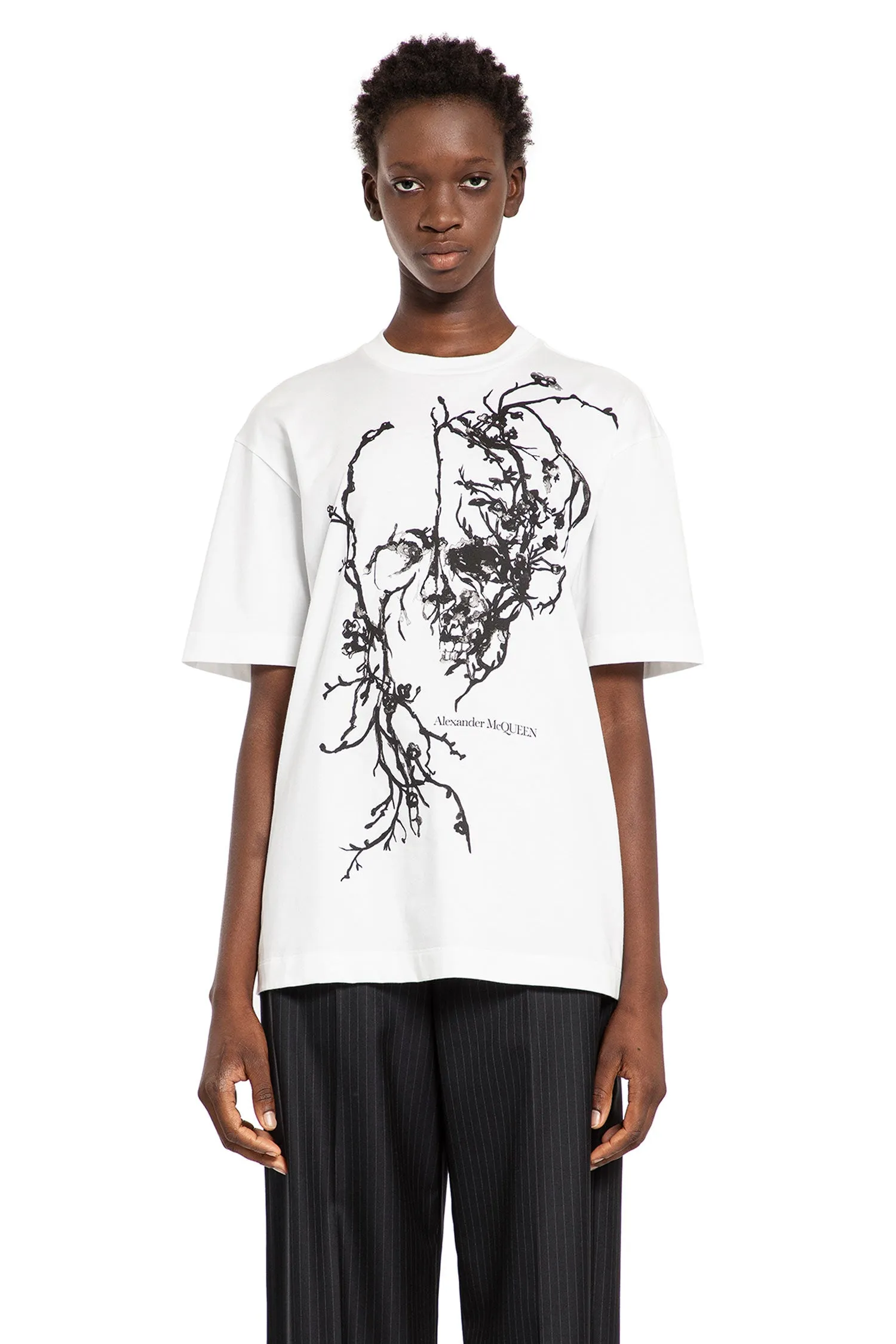 ALEXANDER MCQUEEN WOMAN WHITE T-SHIRTS & TANK TOPS