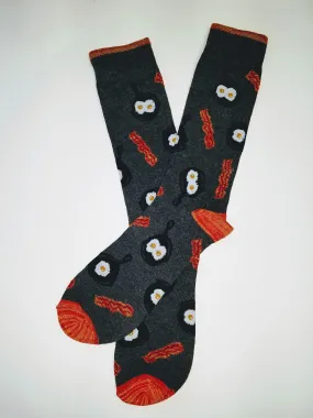 Bacon & Eggs Dark Grey Crew Socks