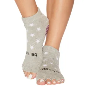 Be Happy - Grey Shine Half Toe Grip Socks (Barre / Pilates)