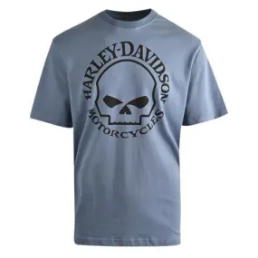 Branded  Men's T-Shirt Heather Federal Blue Skull Short Sleeve (S57)