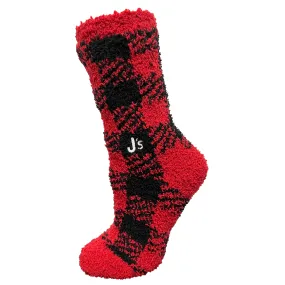 Buffalo Check Fuzzy Crew Socks