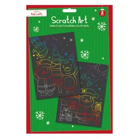 Christmas Scratch Art Set With Tool & Rainbow Sheets