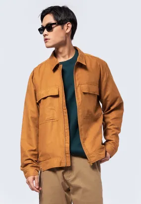 Full Zip Suede Utility Jacket