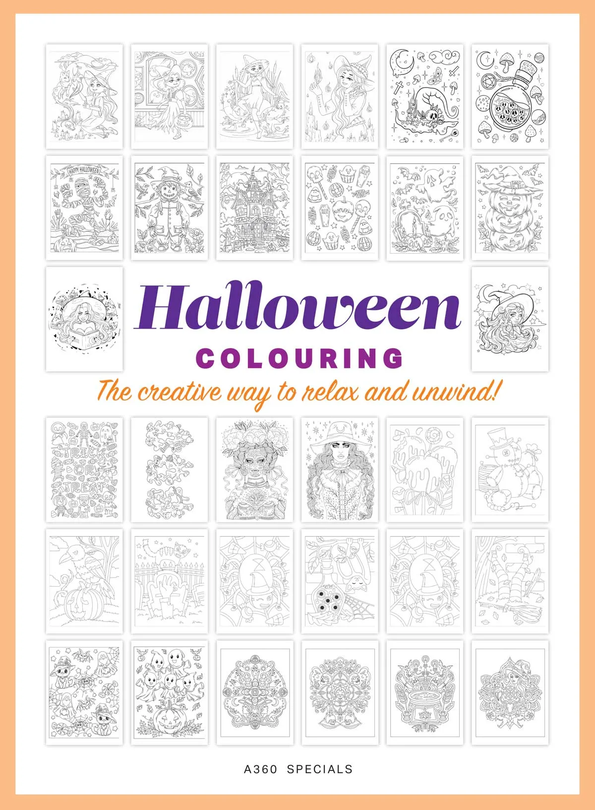 Halloween - Adult Coloring Book: 32 Spooky Seasonal Designs, Scarecrows, Witches, Pumpkins, Skulls, Ghosts, Candy, Spider Webs, Mummies, Cemetery, Candy Apples, Unwind, Relax, Unplug, De-Stress & Draw