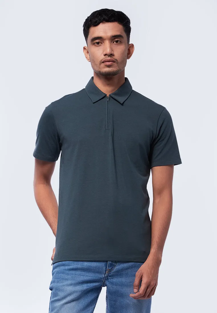 Short Sleeve Zip Polo Shirt