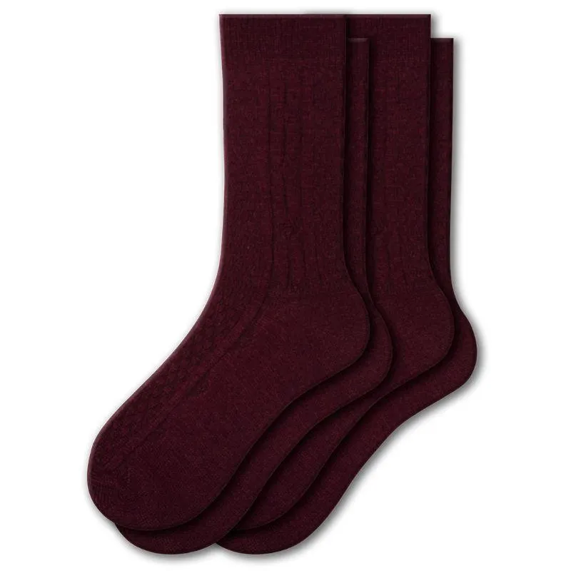 Women's Classic Cable Knit Acrylic Crew Socks 2 Pair Pack