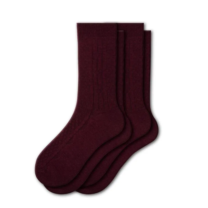 Women's Classic Cable Knit Acrylic Crew Socks 2 Pair Pack