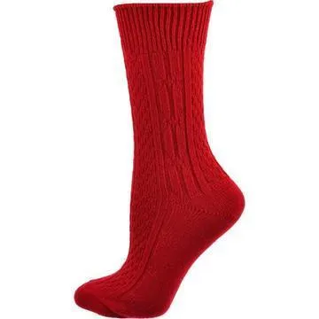 Women's Classic Cable Knit Acrylic Crew Socks 2 Pair Pack